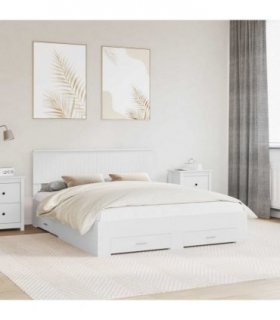 vidaXL Bed Frame with Drawer White 160 x 200 cm Engineered Wood