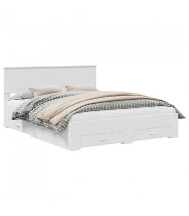vidaXL Bed Frame with Drawer White 160 x 200 cm Engineered Wood
