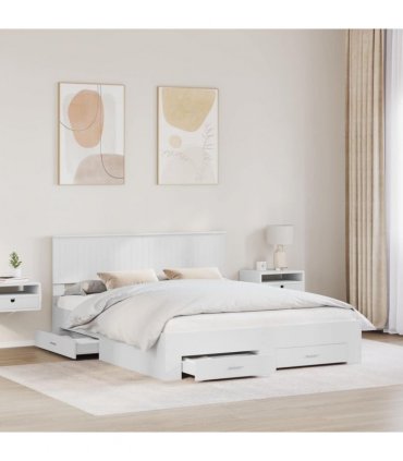 vidaXL Bed Frame with Drawer White 160 x 200 cm Engineered Wood