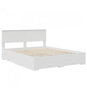 vidaXL Bed Frame with Drawer White 160 x 200 cm Engineered Wood
