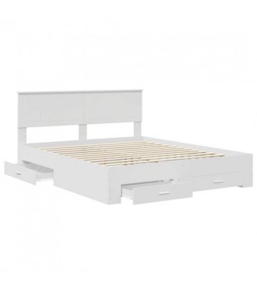 vidaXL Bed Frame with Drawer White 160 x 200 cm Engineered Wood