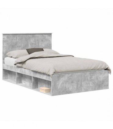 vidaXL Bed Frame with Headboard Concerte 120 x 190 cm Solid Pine Wood — Colour: Concrete grey — V0672008162