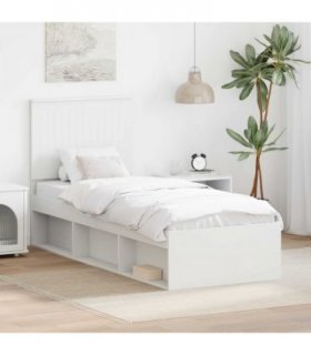 vidaXL Bed Frame with Headboard White 75 x 190 cm Solid Pine Wood — V0672008176