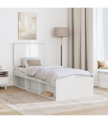 vidaXL Bed Frame with Headboard White 75 x 190 cm Solid Pine Wood — V0672008176