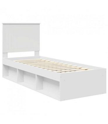vidaXL Bed Frame with Headboard White 75 x 190 cm Solid Pine Wood — V0672008176