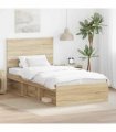 vidaXL Bed Frame with Headboard Sonoma 100 x 200 cm Solid Pine Wood — Colour: Sonoma oak — V0672008179