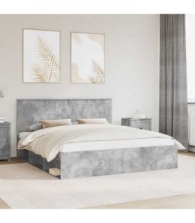 vidaXL Bed Frame with Headboard Concerte 180 x 200 cm Solid Pine Wood — Colour: Concrete grey — V0672008189