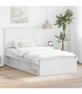 vidaXL Bed Frame with Headboard White 100 x 200 cm Solid Pine Wood — V0672008232