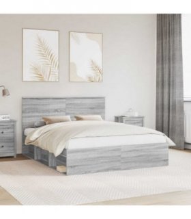 vidaXL Bed Frame Grey Sonoma 160 x 200 cm Solid Pine Wood — V0672008238