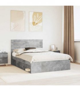 vidaXL Bed Frame with Headboard Concerte 160 x 200 cm Solid Pine Wood — Colour: Concrete grey — V0672008486