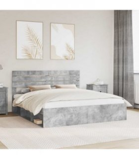 vidaXL Bed Frame with Headboard Concerte 180 x 200 cm Solid Pine Wood — Colour: Concrete grey — V0672008517