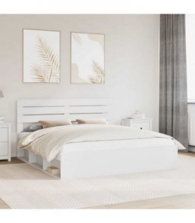 vidaXL Bed Frame with Headboard White 200 x 200 cm Solid Pine Wood — V0672008518