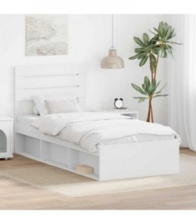 vidaXL Bed Frame with Headboard White 75 x 190 cm Solid Pine Wood — V0672008521