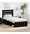 vidaXL Bed Frame with Headboard Black 90 x 190 cm Solid Pine Wood — Colour: Black oak