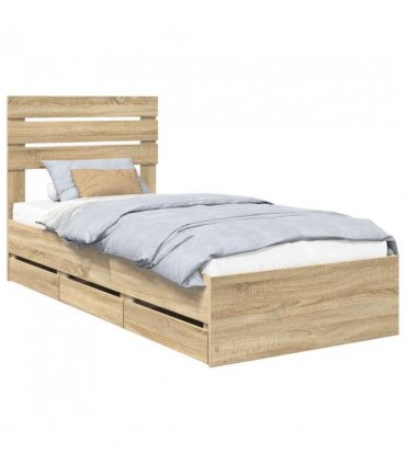vidaXL Bed Frame with Drawer Sonoma Oak 75 x 190 cm Engineer Wood — V0672008610