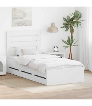 vidaXL Bed Frame with Drawer White 75 x 190 cm Engineer Wood — V0672008622
