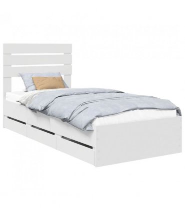 vidaXL Bed Frame with Drawer White 75 x 190 cm Engineer Wood — V0672008622