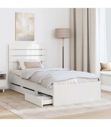 vidaXL Bed Frame with Drawer White 75 x 190 cm Engineer Wood — V0672008622