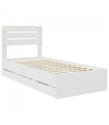 vidaXL Bed Frame with Drawer White 75 x 190 cm Engineer Wood — V0672008622