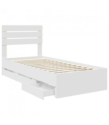 vidaXL Bed Frame with Drawer White 75 x 190 cm Engineer Wood — V0672008622