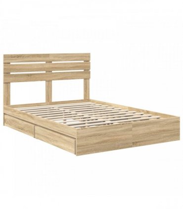 vidaXL Storage Bed with Drawer Sonoma Oak 160 x 200 cm Engineered Wood — V0672008647