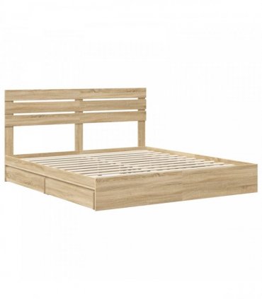 vidaXL Storage Bed with Drawer Sonoma Oak 180 x 200 cm Engineered Wood — V0672008661