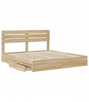 vidaXL Storage Bed with Drawer Sonoma Oak 180 x 200 cm Engineered Wood — V0672008661