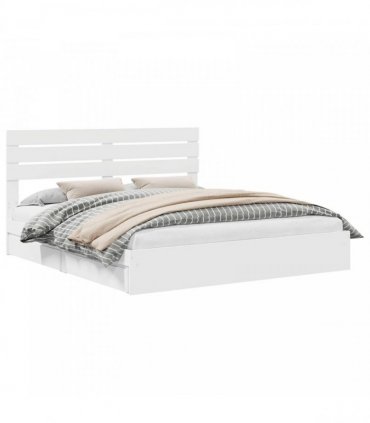 vidaXL Storage Bed with Headboard White 180 x 200 cm Engineered Wood — V0672008678