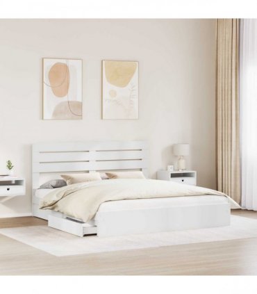 vidaXL Storage Bed with Headboard White 180 x 200 cm Engineered Wood — V0672008678