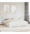 vidaXL Bed Frame with Drawer with Headboard Manual Engineered Wood — Colour: White, Size: 180 x 200 cm