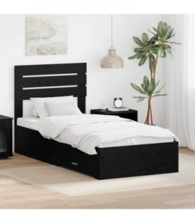 vidaXL Bed Frame with Headboard Black Oak 90 x 200 cm Engineered Wood