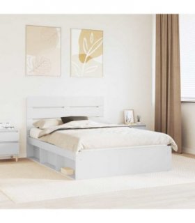 vidaXL Bed Frame with Headboard White 140 x 200 cm Solid Pine Wood