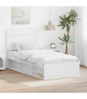 vidaXL Bed Frame with Headboard White 100 x 200 cm Solid Pine Wood — V0672008807
