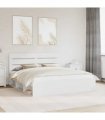 vidaXL Bed Frame with Headboard White 200 x 200 cm Solid Pine Wood — V0672008813