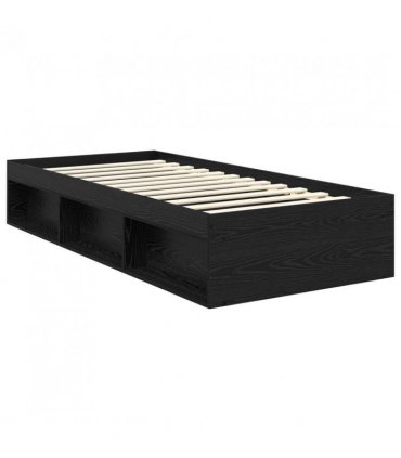 vidaXL Bed Frame with Headboard Black 100 x 200 cm Solid Pine Wood — Colour: Black oak — V0672008817