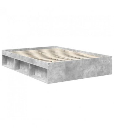 vidaXL Bed Frame with Headboard Concerte 140 x 200 cm Solid Pine Wood — Colour: Concrete grey — V0672008821