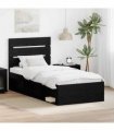 vidaXL Bed Frame with Headboard Black 90 x 190 cm Solid Pine Wood — Colour: Black oak — V0672008833