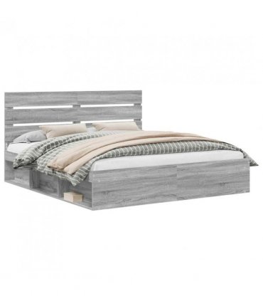 vidaXL Bed Frame Grey Sonoma 180 x 200 cm Solid Pine Wood — V0672008837