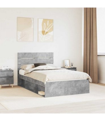 vidaXL Bed Frame with Headboard Concerte 120 x 200 cm Solid Pine Wood — Colour: Concrete grey — V0672008858