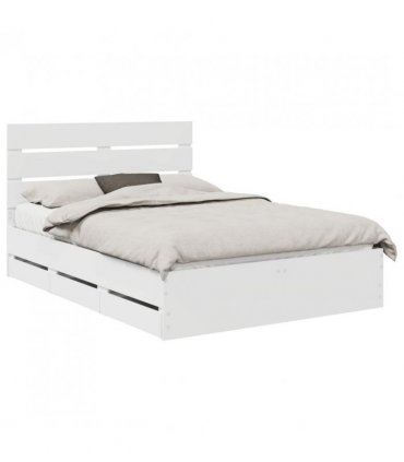 vidaXL Bed Frame with Drawer White 150 x 200 cm Engineer Wood — V0672008870