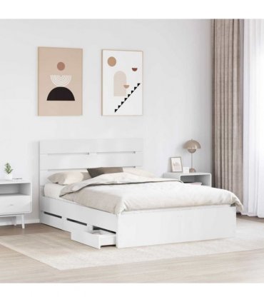 vidaXL Bed Frame with Drawer White 150 x 200 cm Engineer Wood — V0672008870