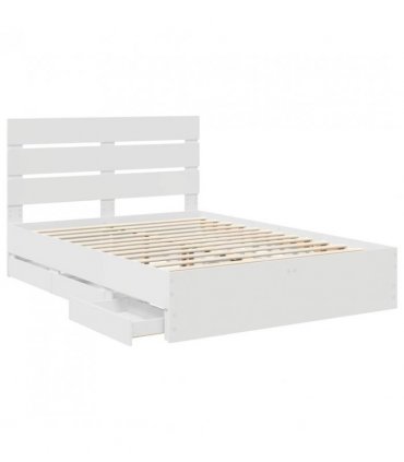 vidaXL Bed Frame with Drawer White 150 x 200 cm Engineer Wood — V0672008870