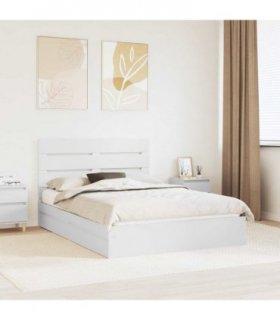 vidaXL Storage Bed with Headboard White 140 x 200 cm Engineered Wood — V0672008947