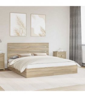 vidaXL Storage Bed with Drawer Sonoma Oak 180 x 200 cm Engineered Wood — V0672008956