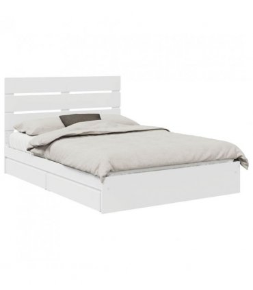 vidaXL Storage Bed with Headboard White 140 x 190 cm Engineered Wood — V0672008973