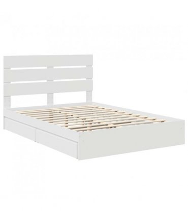 vidaXL Storage Bed with Headboard White 140 x 190 cm Engineered Wood — V0672008973