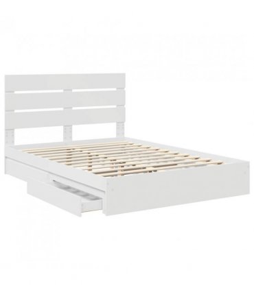 vidaXL Storage Bed with Headboard White 140 x 190 cm Engineered Wood — V0672008973