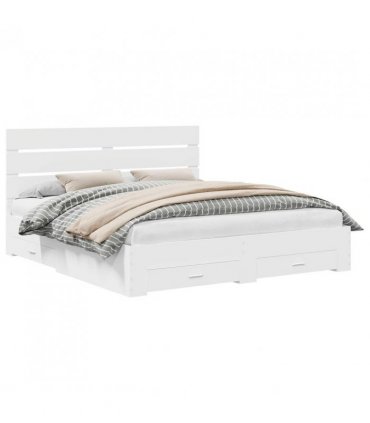 vidaXL Bed Frame with Drawer White 180 x 200 cm Engineered Wood — V0672008992