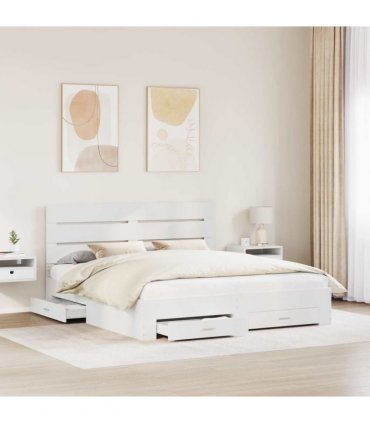 vidaXL Bed Frame with Drawer White 180 x 200 cm Engineered Wood — V0672008992