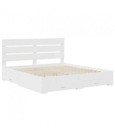 vidaXL Bed Frame with Drawer White 180 x 200 cm Engineered Wood — V0672008992